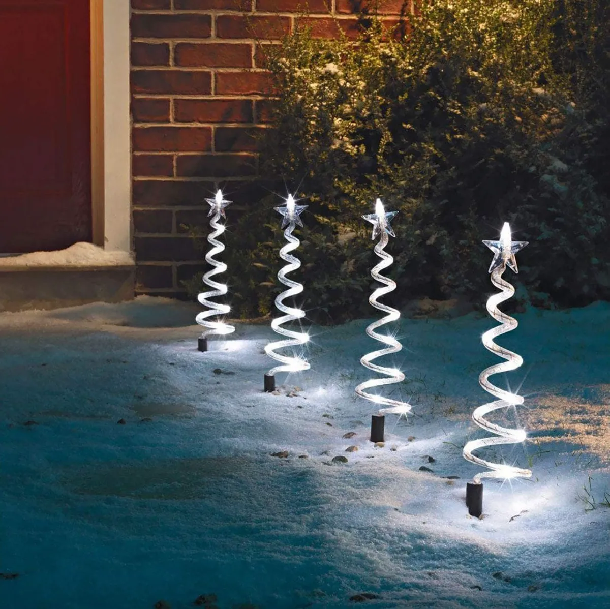  Set of 4 Spiral Christmas Tree Path Finder Stake Lights
