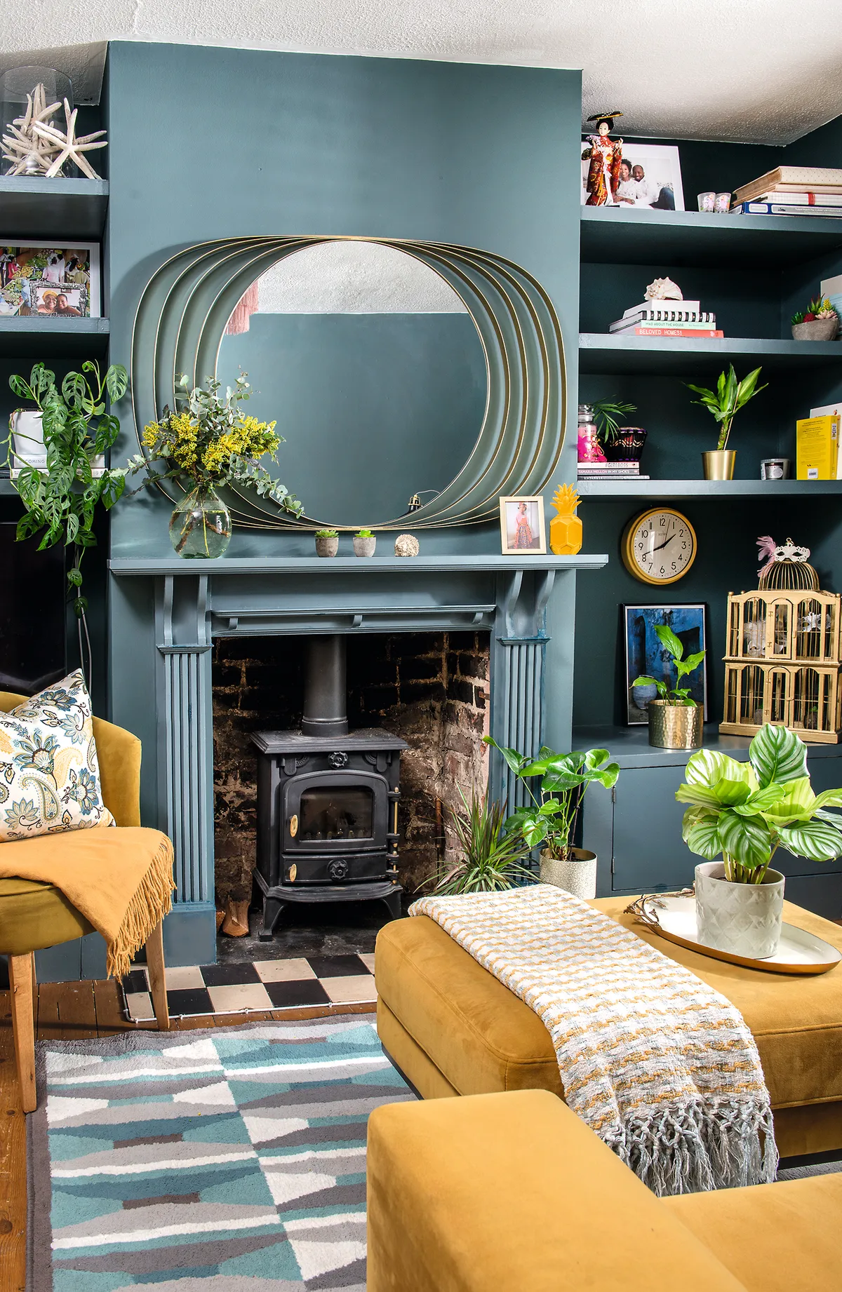 By being bold with colour and painting the walls and woodwork a moody blue, lifted with splashes of warm gold and yellow, Camellia has achieved the perfect balance of drama and homeliness