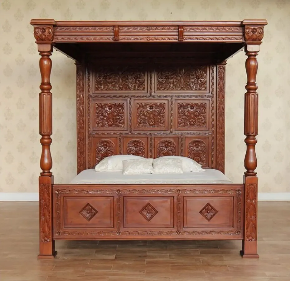 carved four poster bed