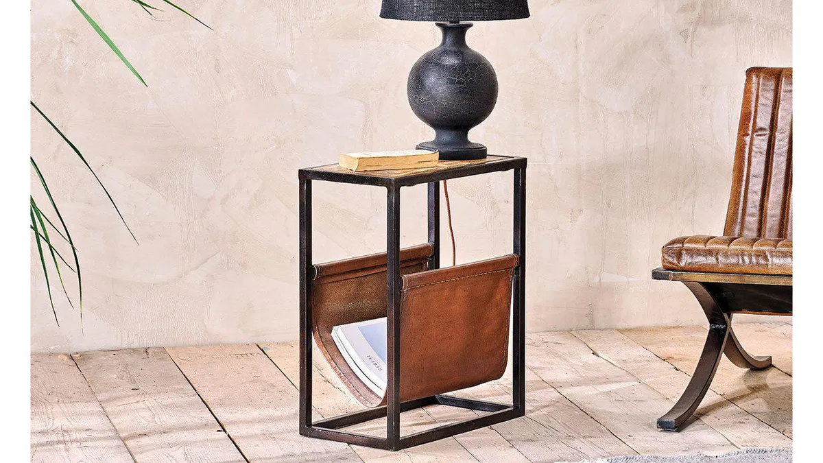 Alera Side Table with magazine pouch and lamp
