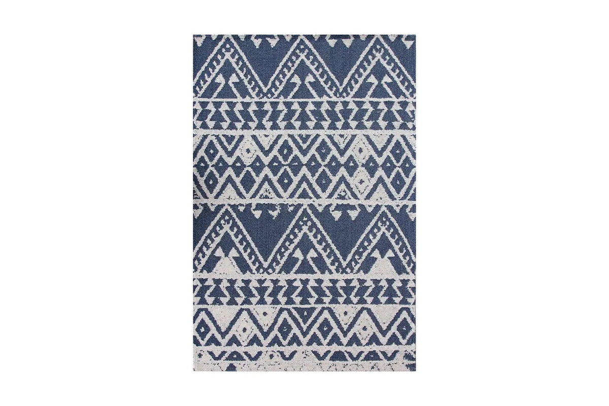 Blue and White Aztec Rug