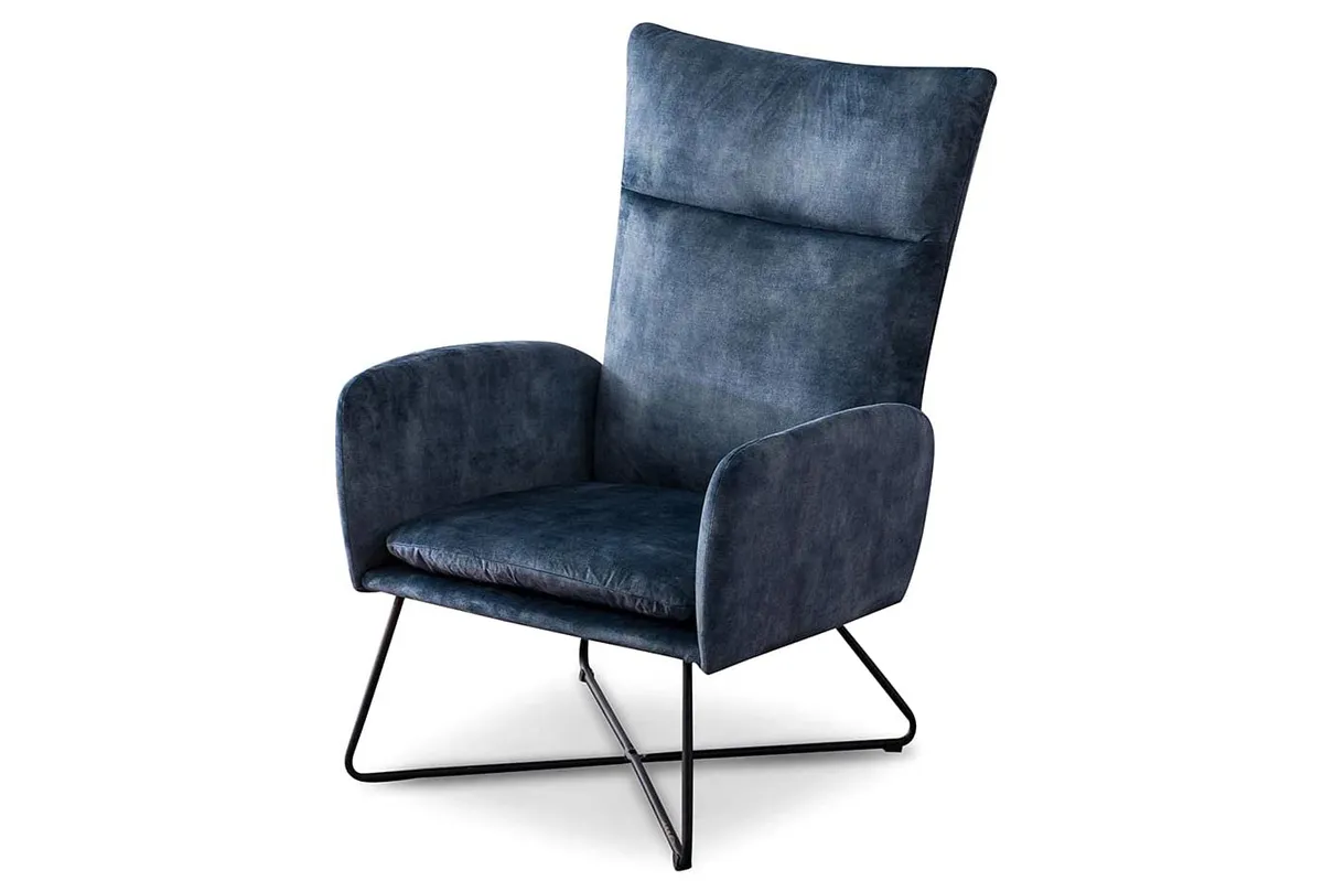 Large Blue Velvet Armchair