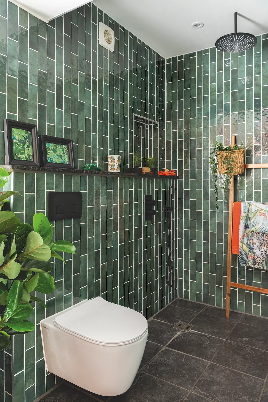 David and Jason wanted a large shower as well as a bath, but Anthea didn’t want a big enclosure dominating the room, so went for this open-plan wet room area instead