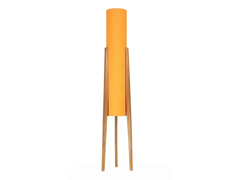 Tall Retro Orange Rocket Floor Lamp on white background