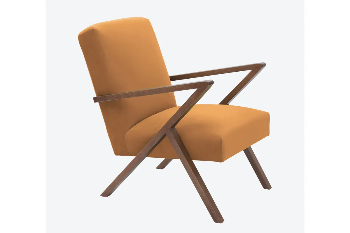 Orange and walnut wood chair