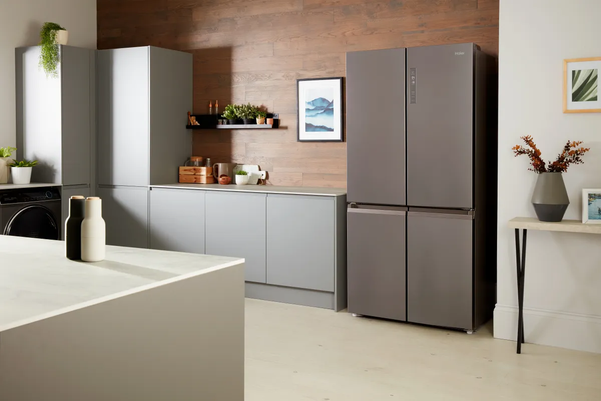 Haier Fridge Freezer with doors closed in a kitchen