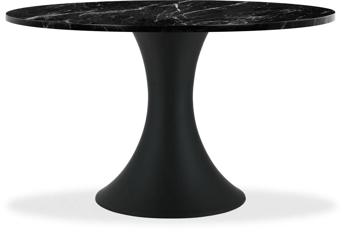 Round black marble dining table