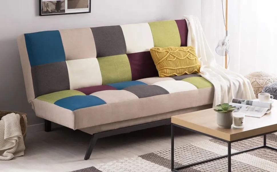 Multi-coloured sofa bed