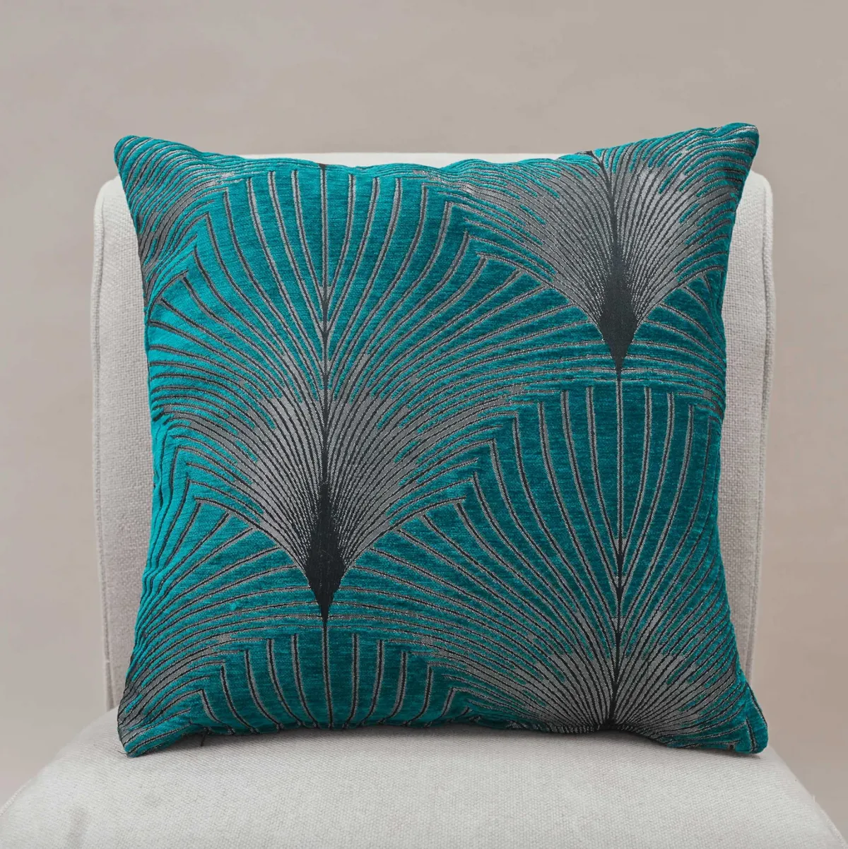 Teal and grey cushions