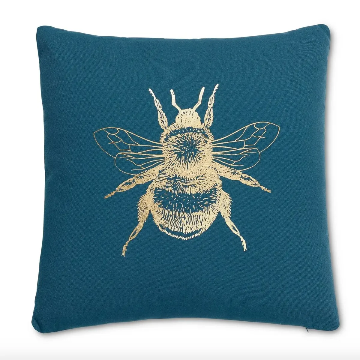 Bee Cushion in Teal and Gold