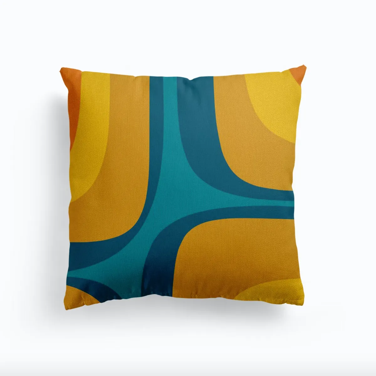 Teal and mustard cushions