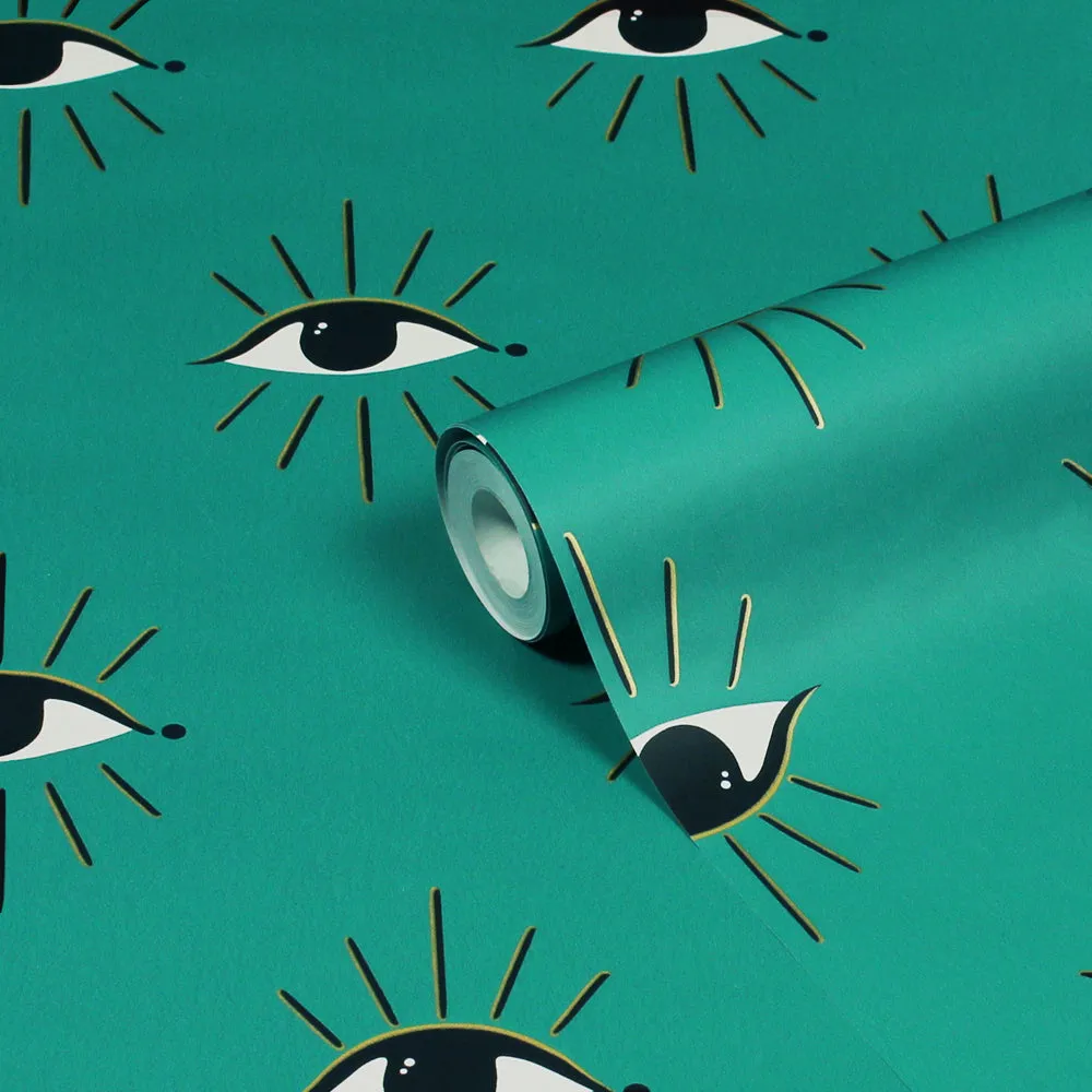 Green eye print removable wallpaper