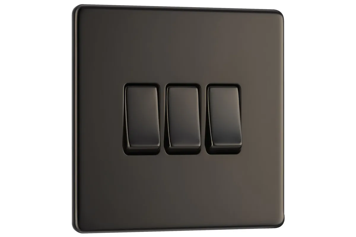 BG Screwless Flat Plate Black Nickel 10AX Light Switch