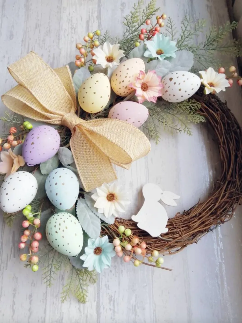 Handmade Spring Easter Egg Wreath