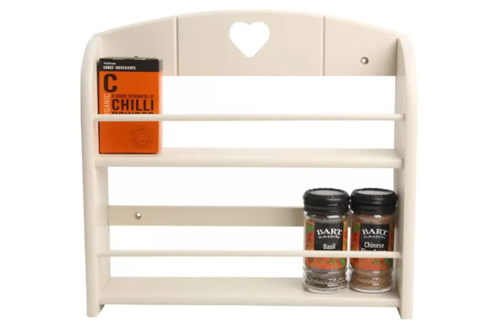 White spice rack with love heart design