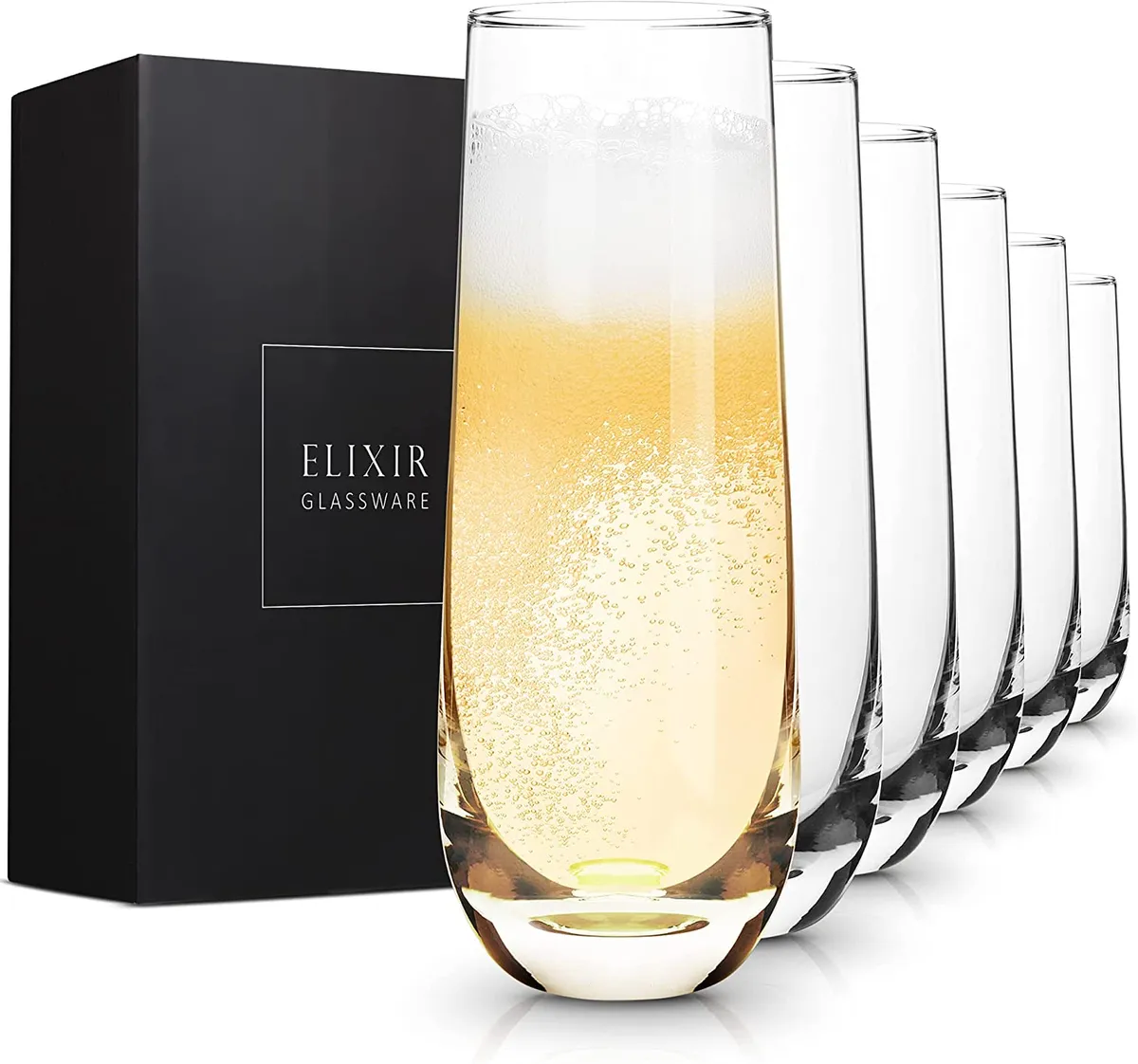 Elixir Stemless Champagne Flutes