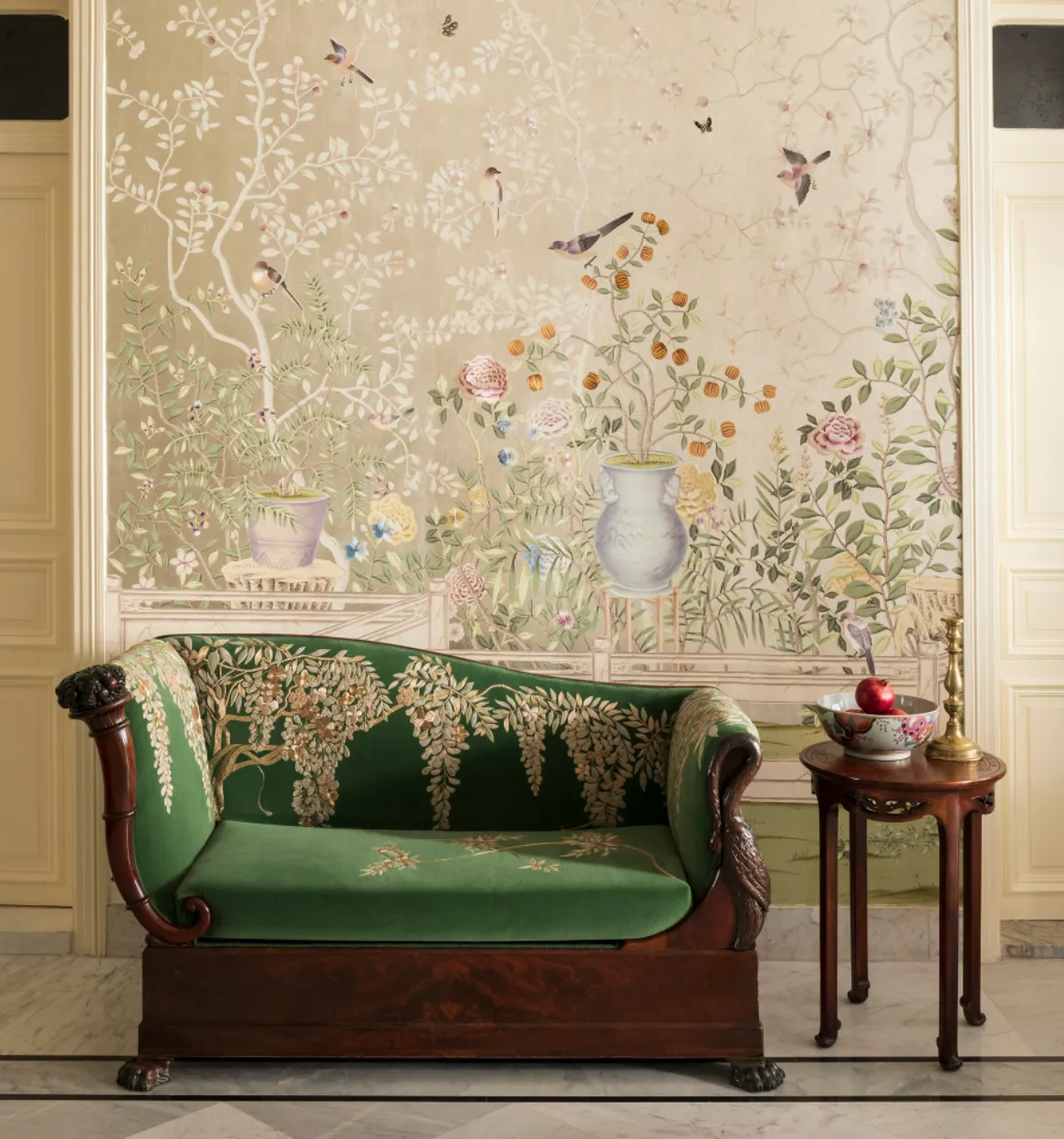 beige chinoiserie wallpaper