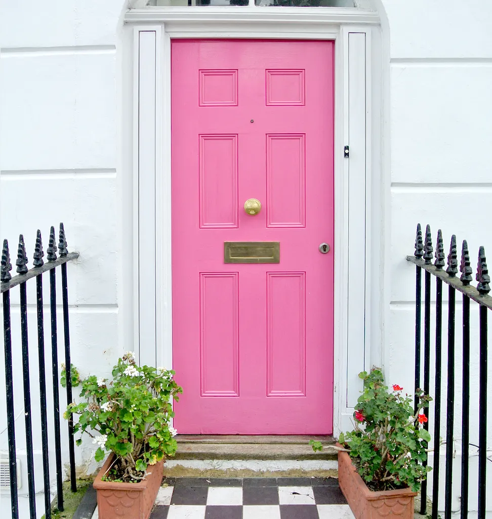 Pink front door