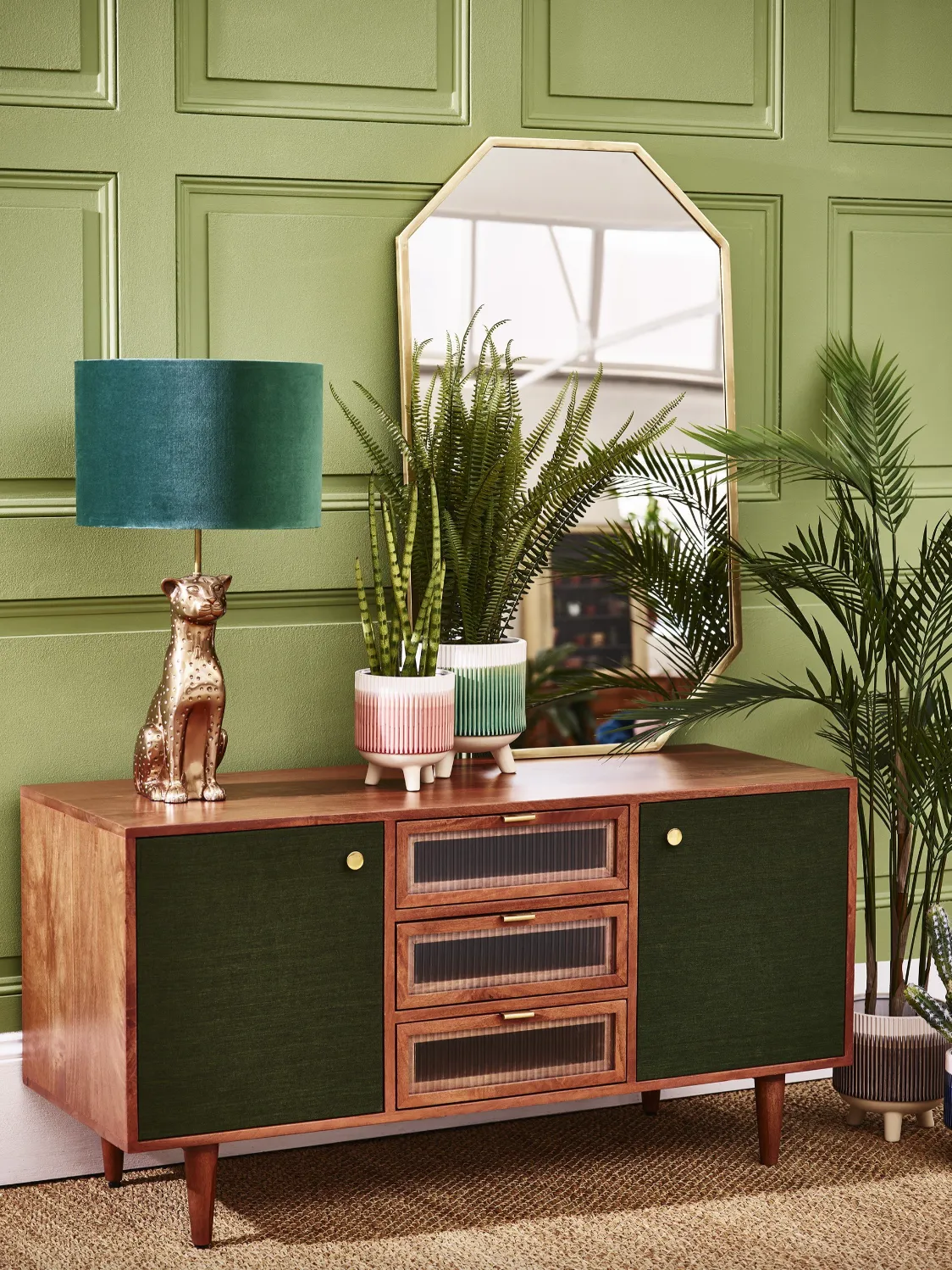Leopard Green Velvet Shade Desk & Table Lamp