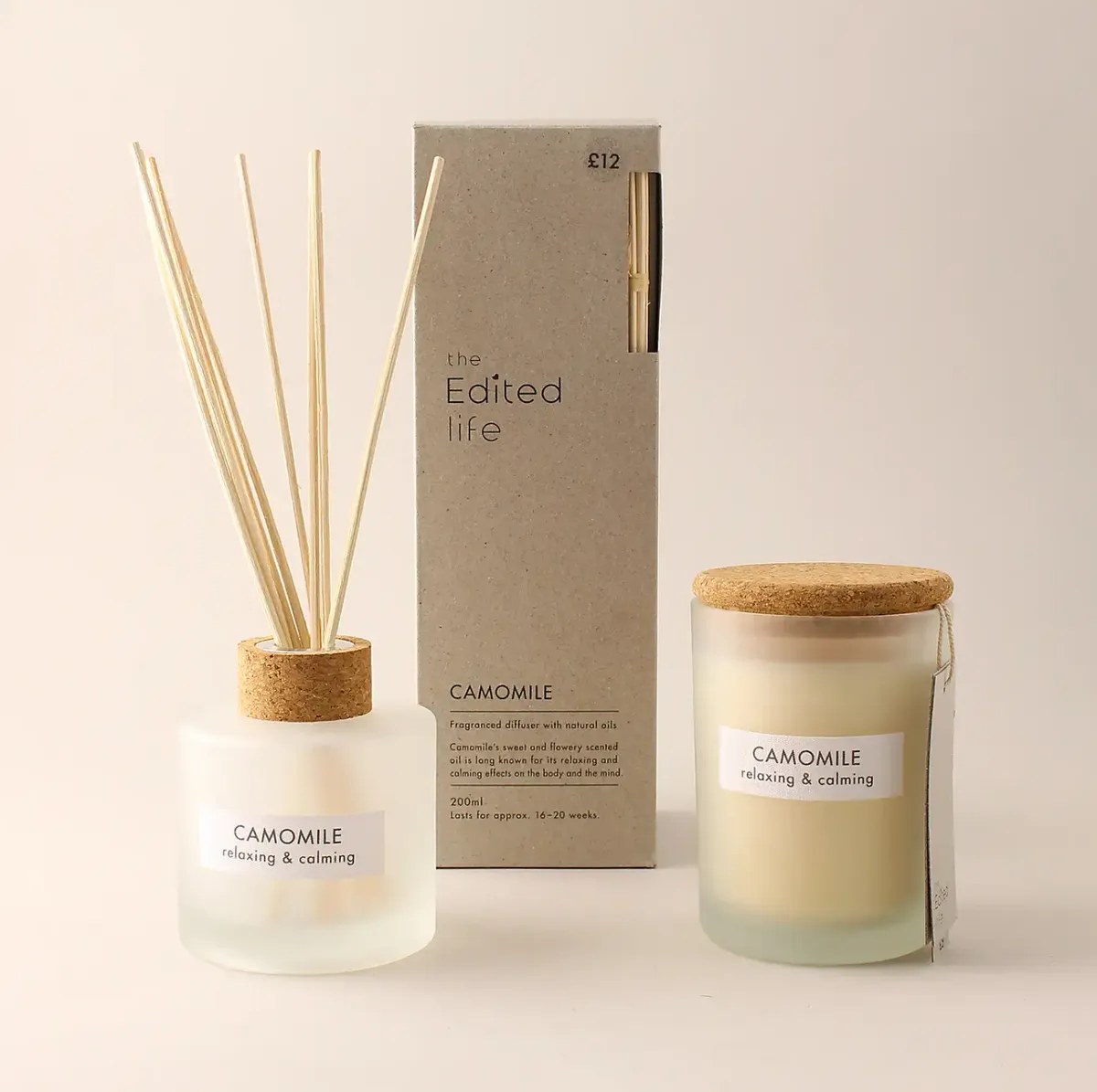 Natural Chamomile Soy Wax Blend Candle Diffuser Set