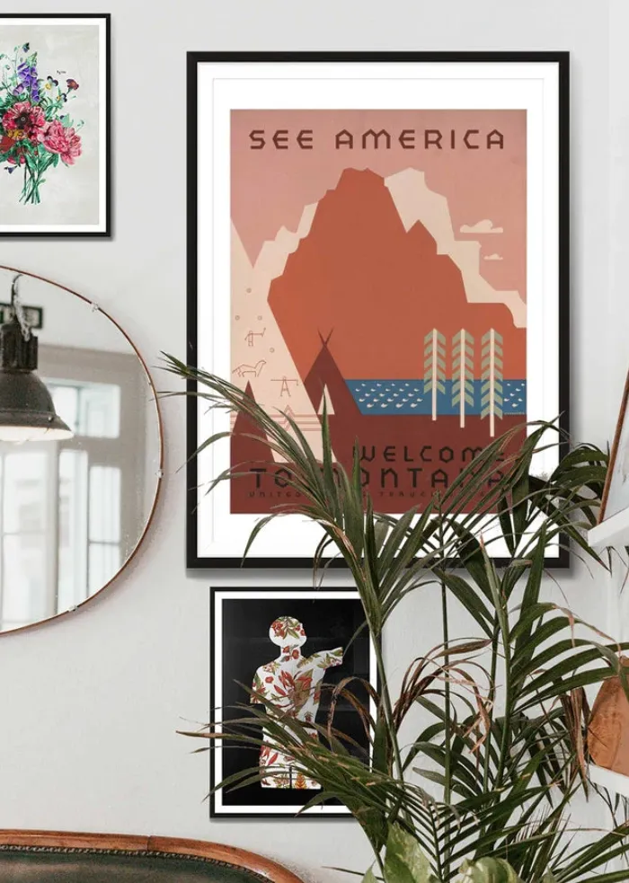 See America Montana Vintage Travel Poster, Ink & Drop