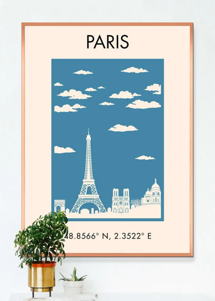 Paris Tourist Style Travel Poster, Ink & Drop