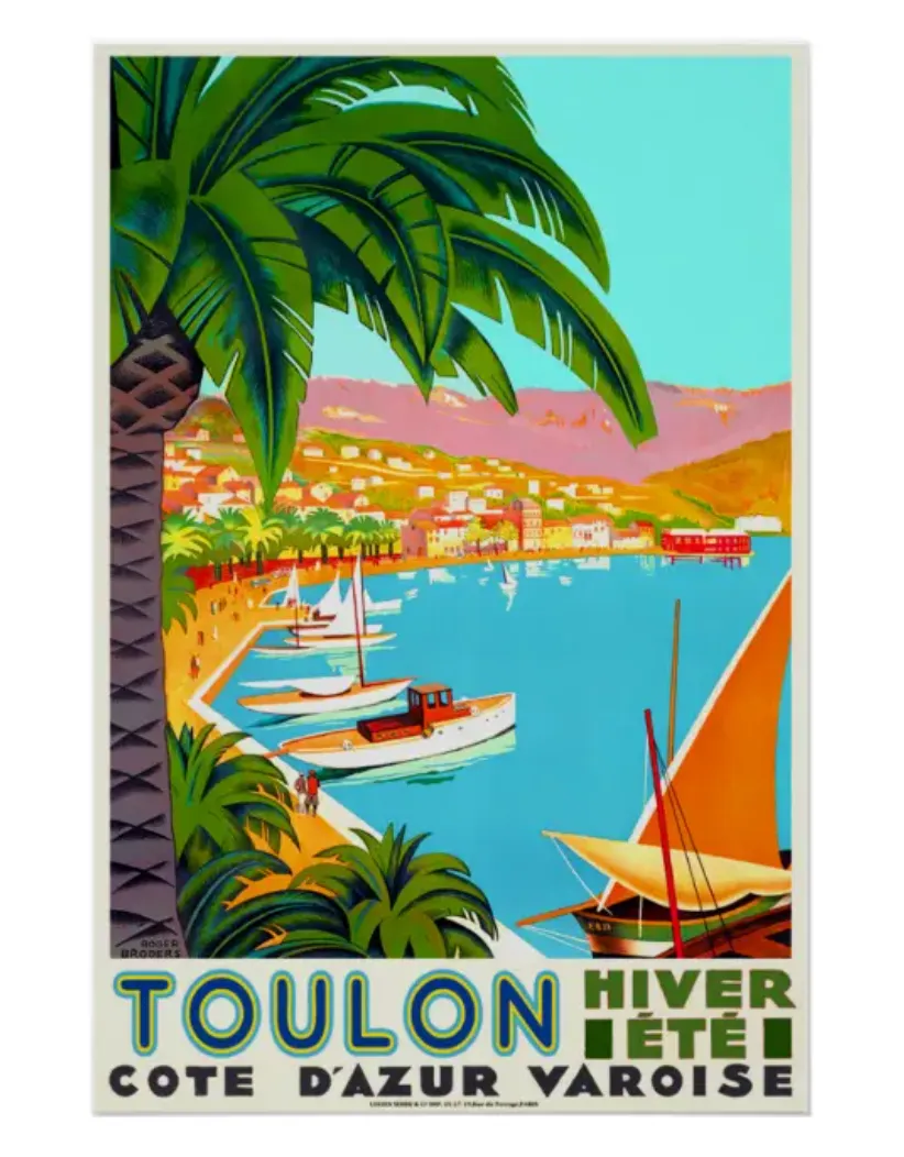 Côte d'Azur Toulon France Vintage Travel Poster, Zazzle