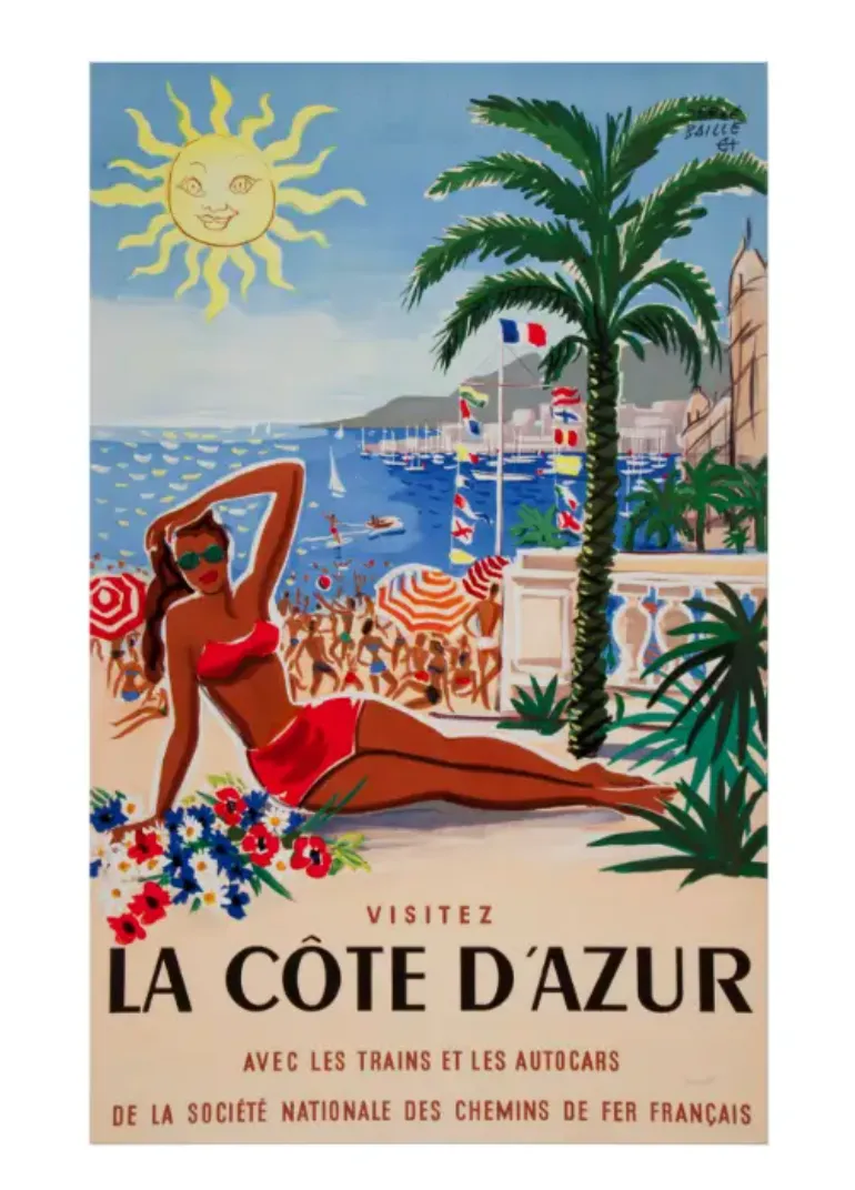 Cote D'Azur French Vintage Travel Poster, Zazzle