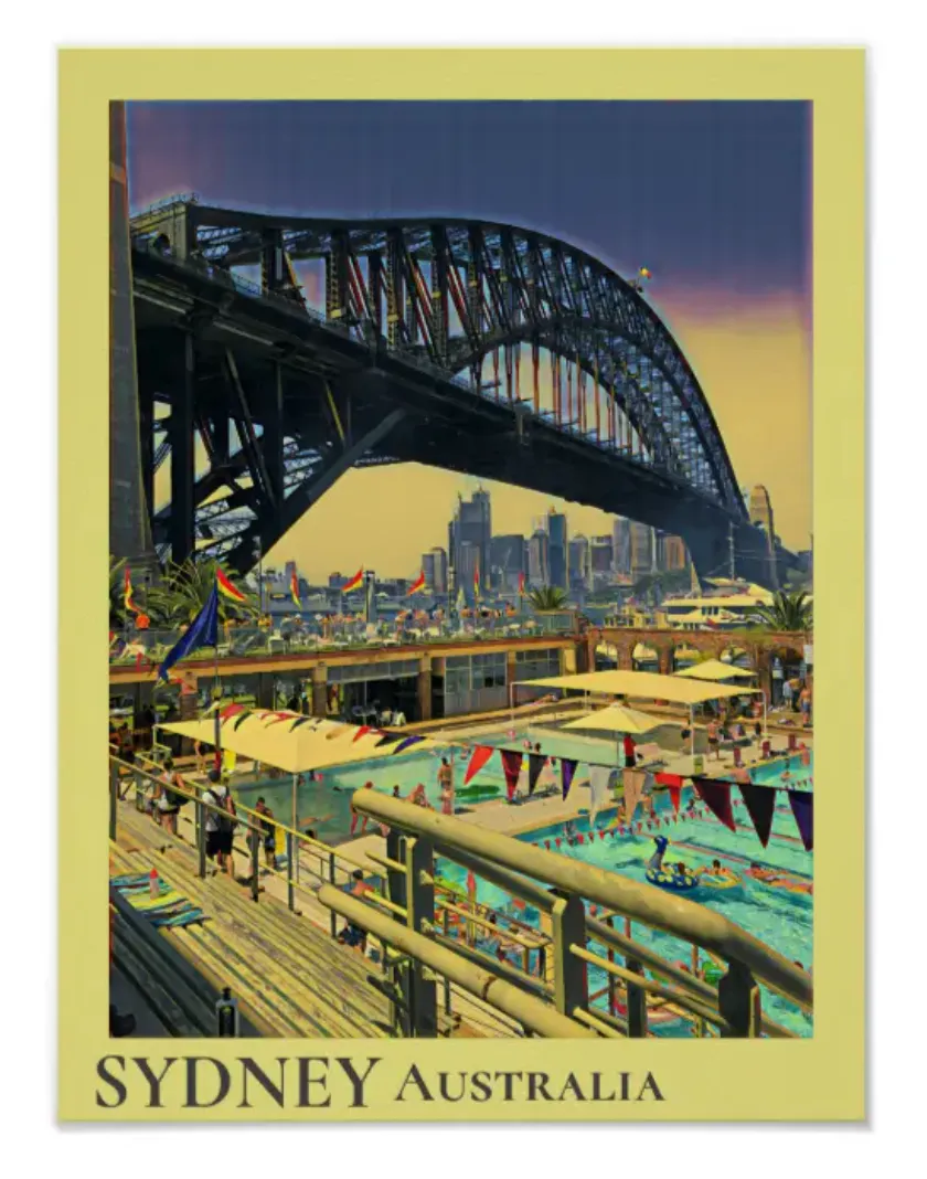 Sydney Harbour Bridge Vintage Travel Poster, Zazzle