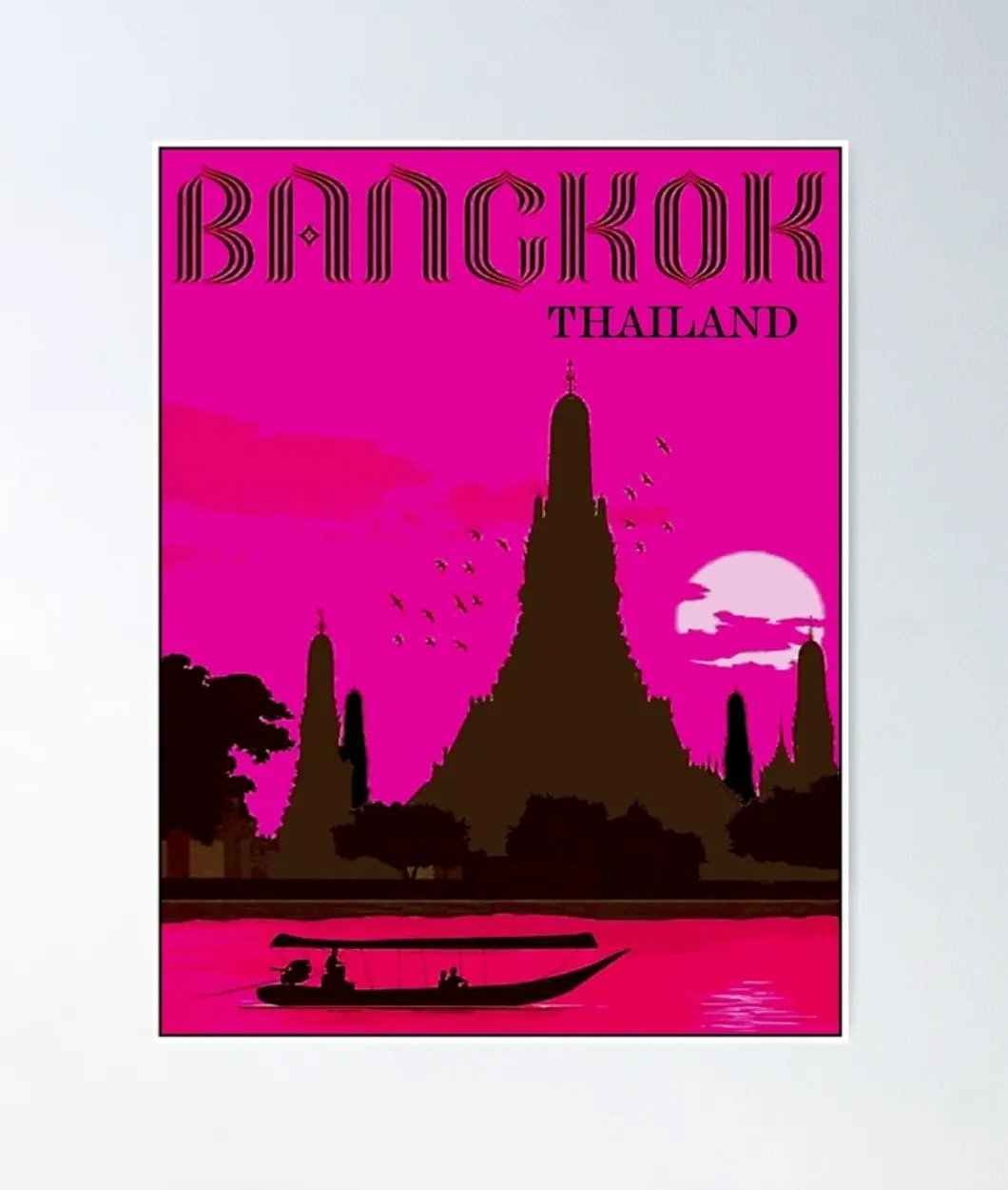 Bangkok Thailand Vintage Travel Poster, Redbubble