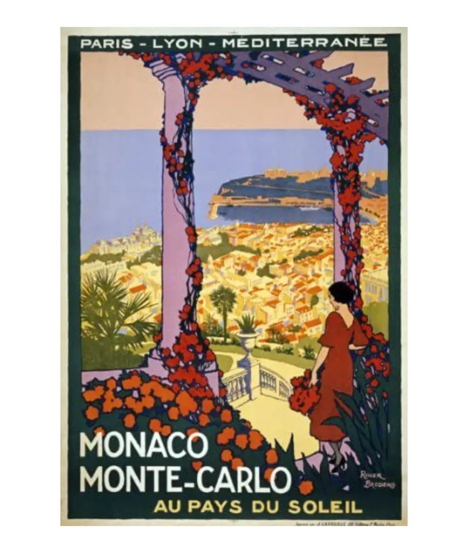 Vintage 1920 Monaco Monte-Carlo Au Pays Du Soleil Travel Poster, Amazon