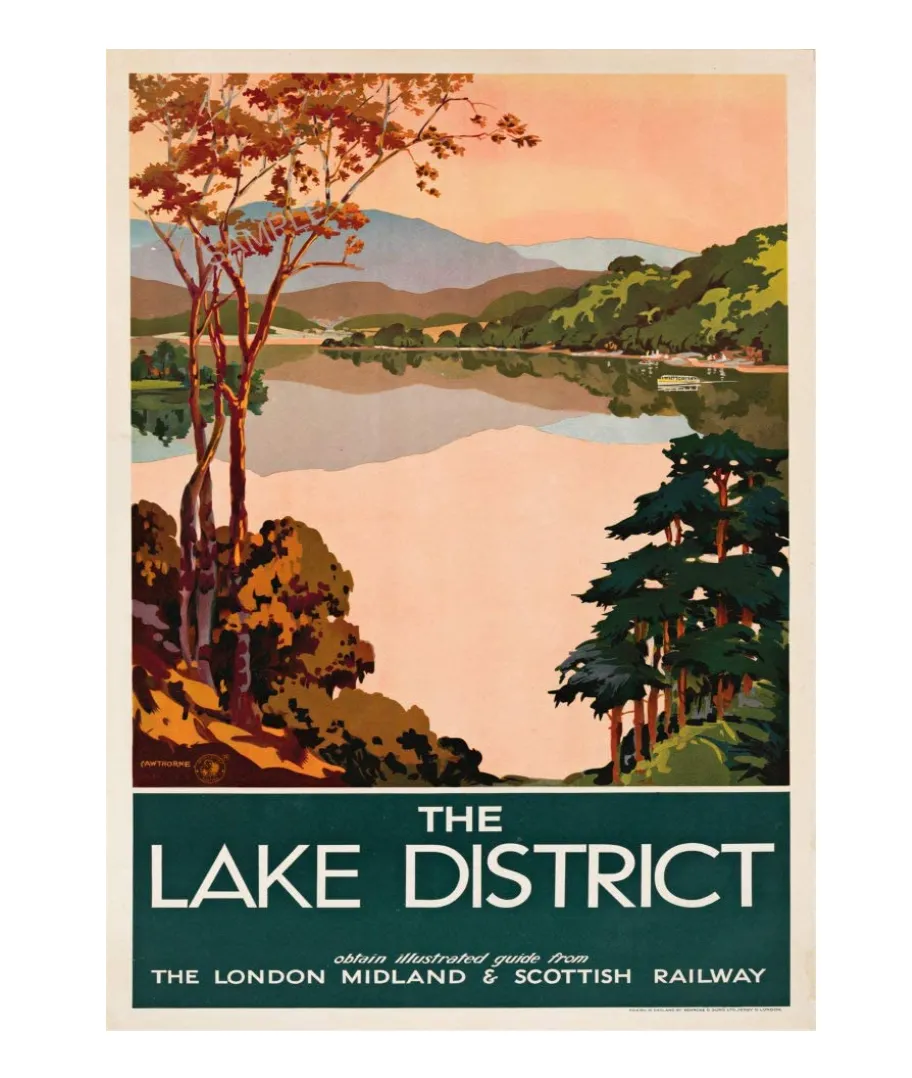 Lake District Cumbria Vintage Travel Poster, Amazon