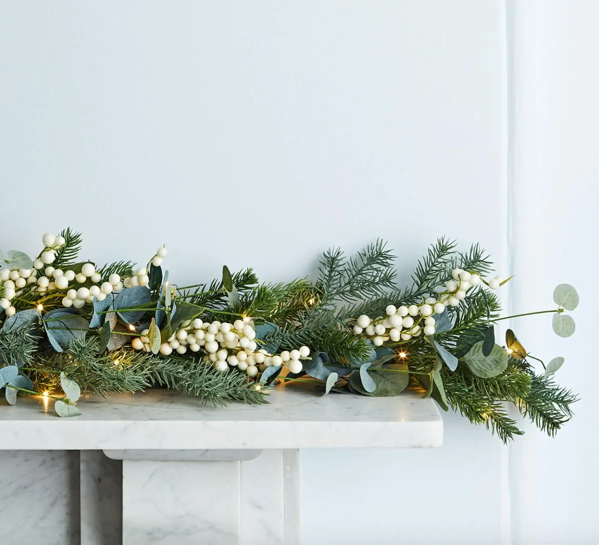 Eucalyptus & White Berry Christmas Garland with Lights from Lights 4 Fun