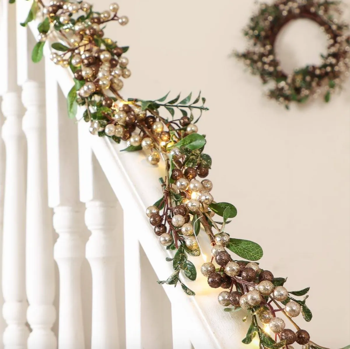  Copper Berry Christmas Garland with Lights