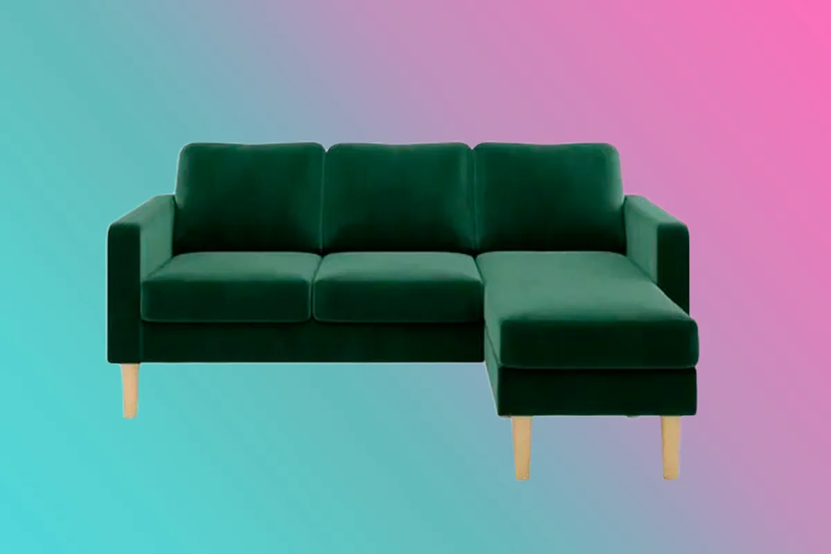 Green velvet chaise sofa