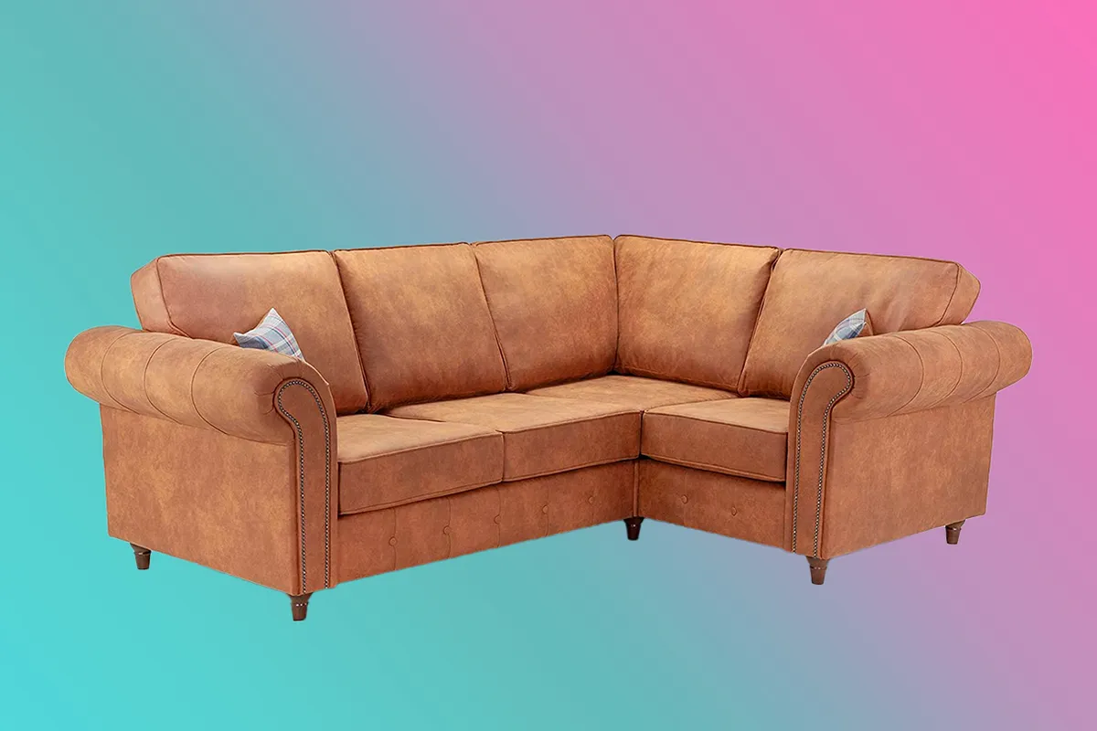 Honeypot faux leather corner sofa
