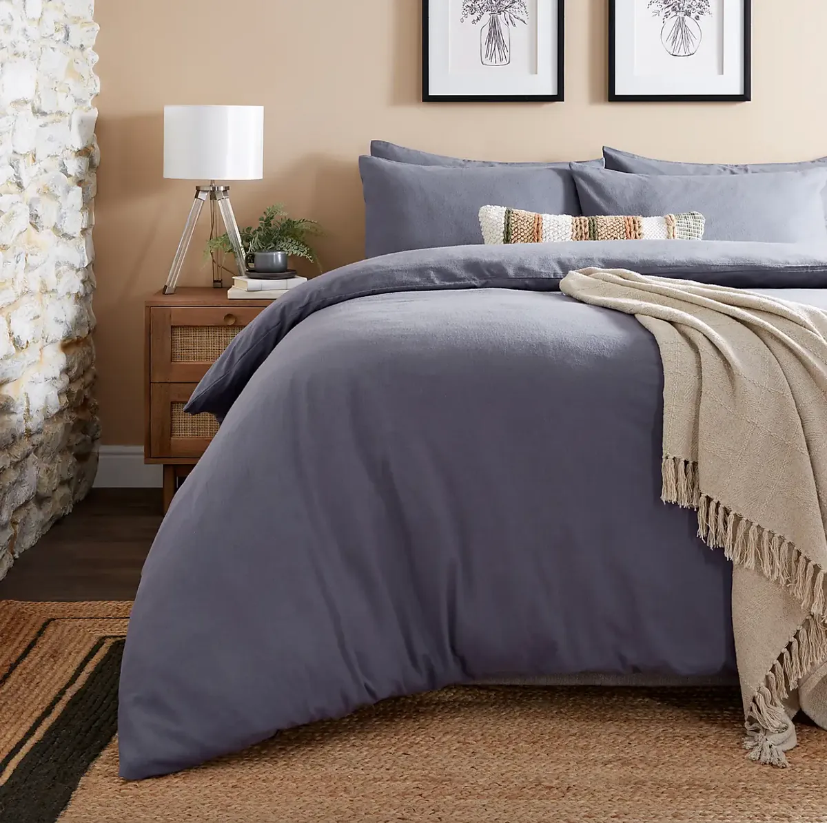 Simply 100% Brushed Cotton Duvet Cover and Pillowcase Set