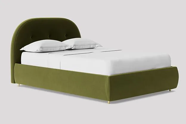 Green velvet storage bed