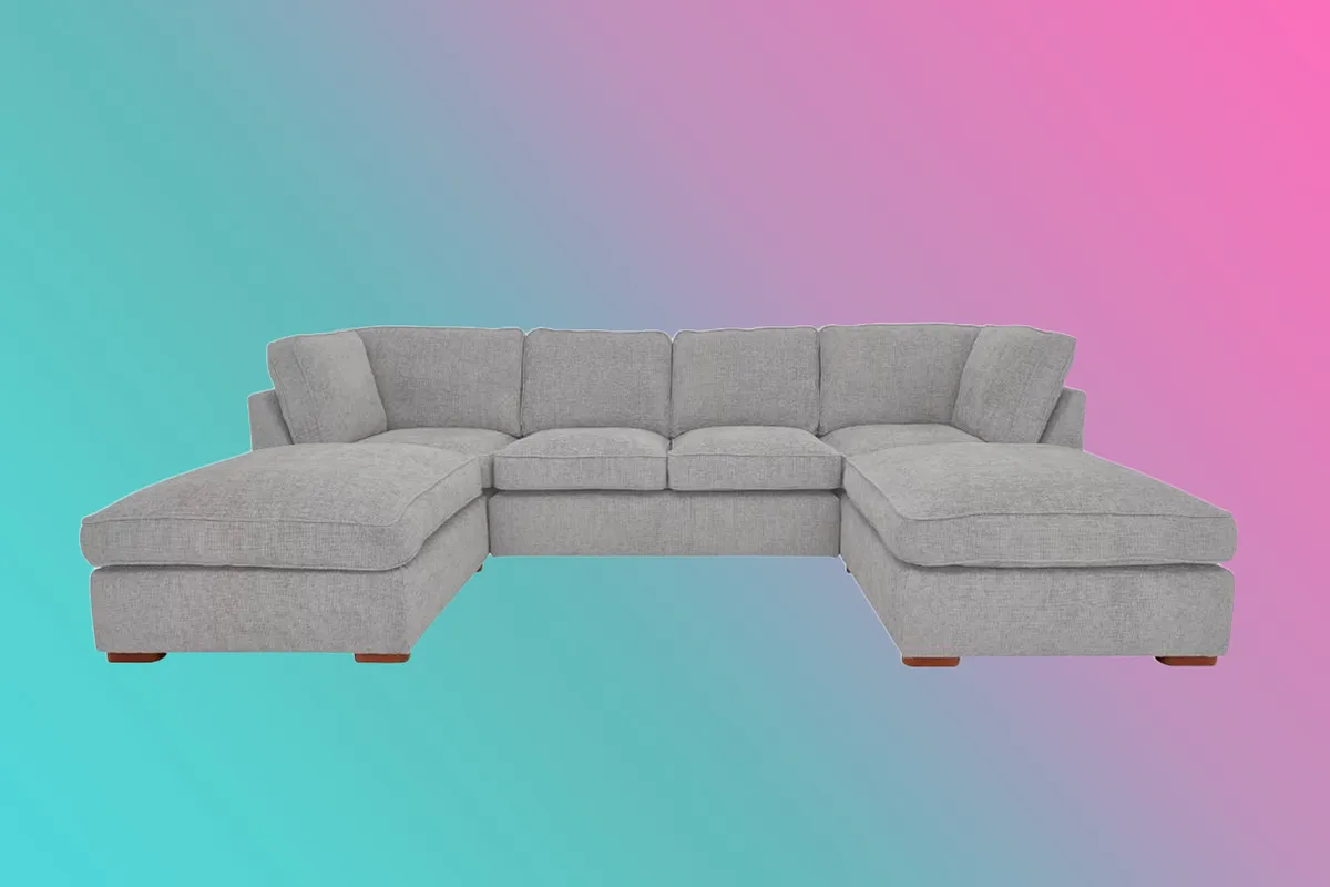 Grey U-shaped Sofa
