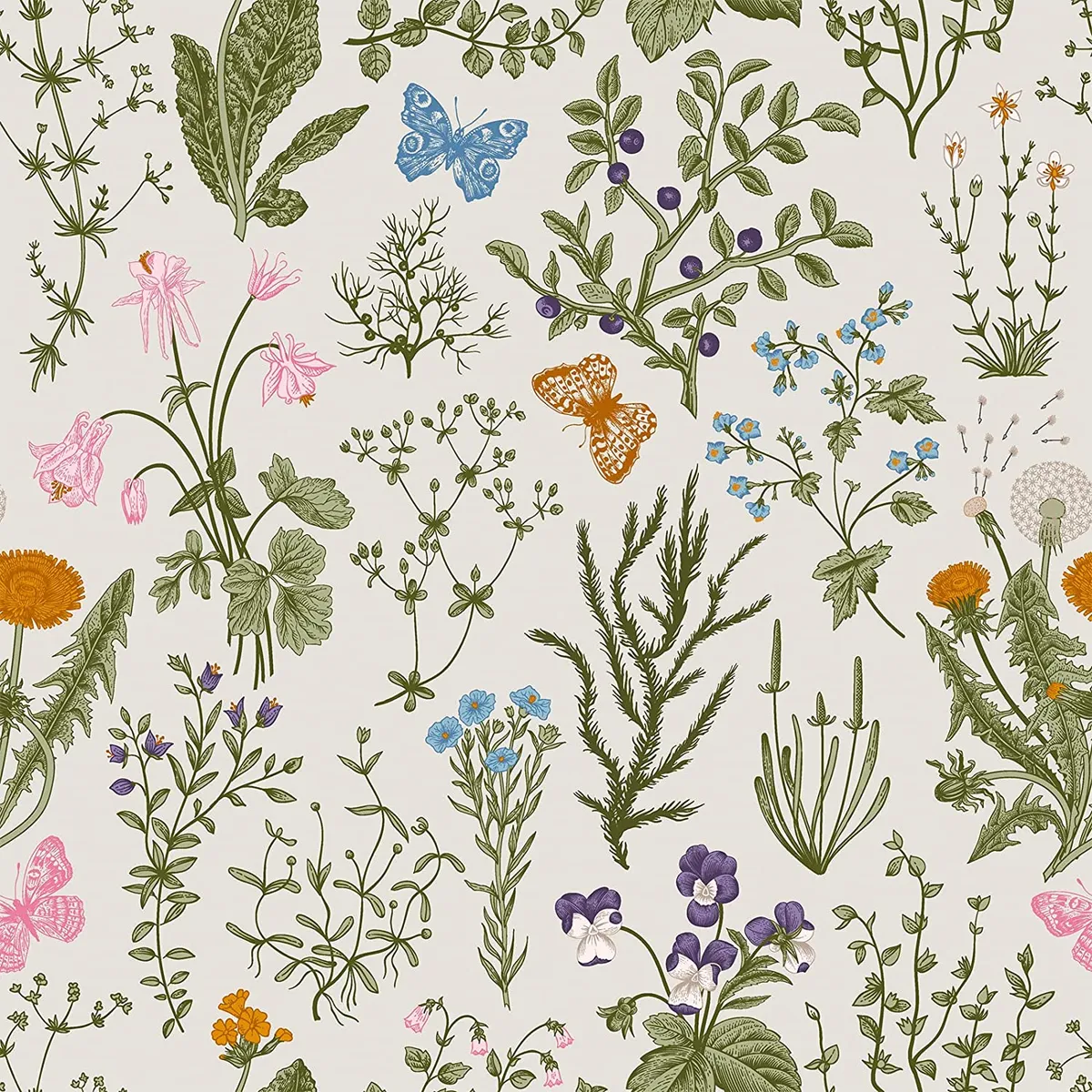 VEELIKE Beige Floral Wallpaper Amazon