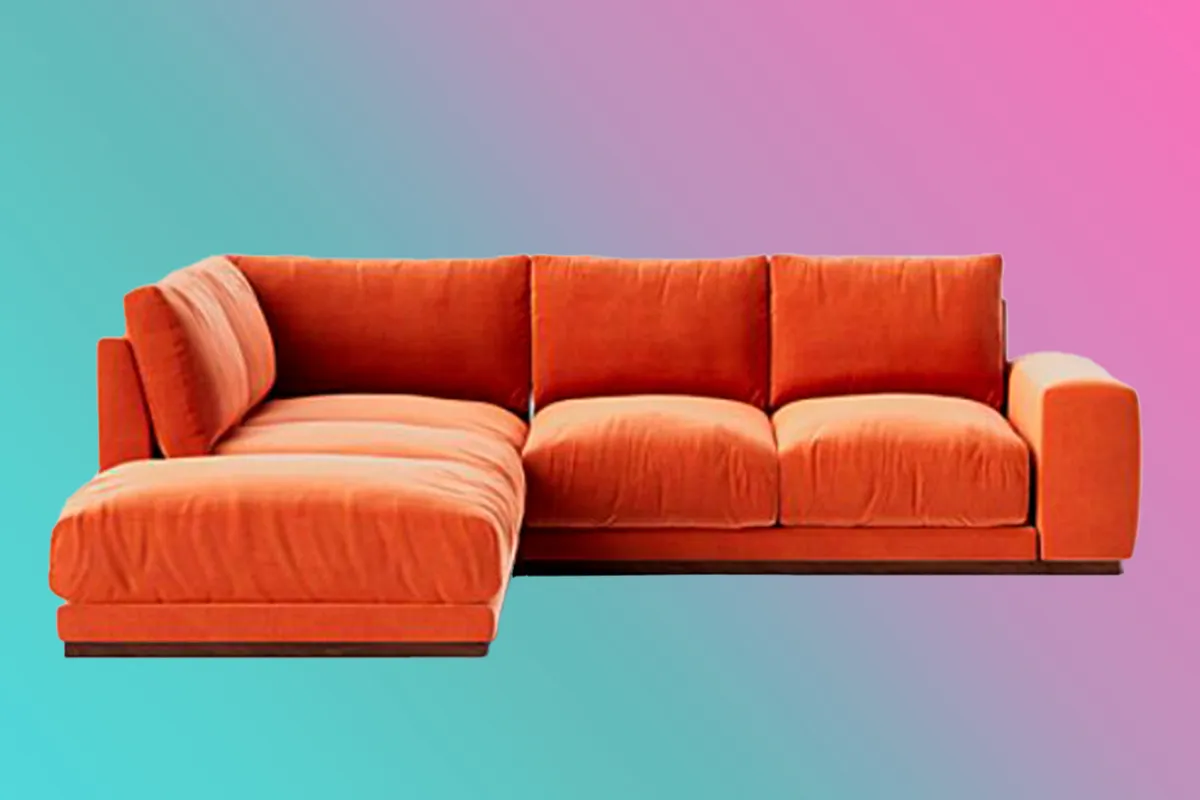 Orange left-handed corner sofa