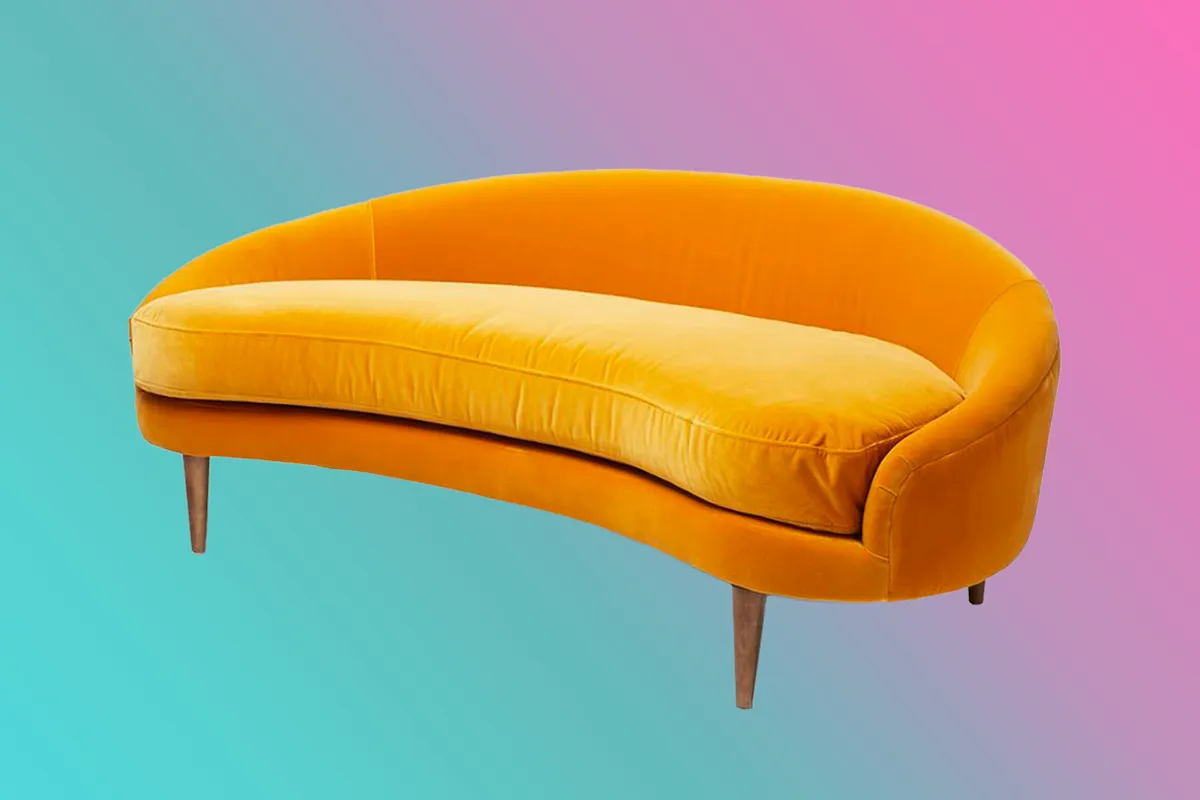 Mustard velvet sofa