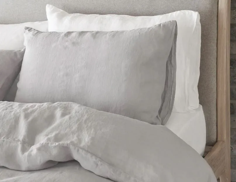 Grey linen bedding