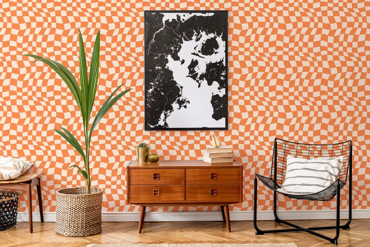 LeGrandClassique orange funky geometric wallpaper