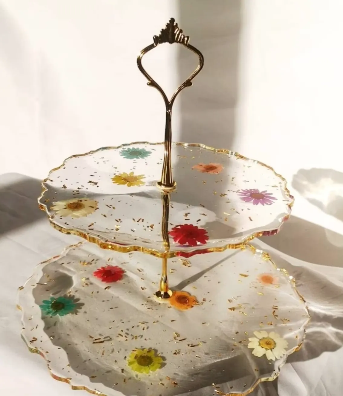 3 Floral Resin Cake Stand