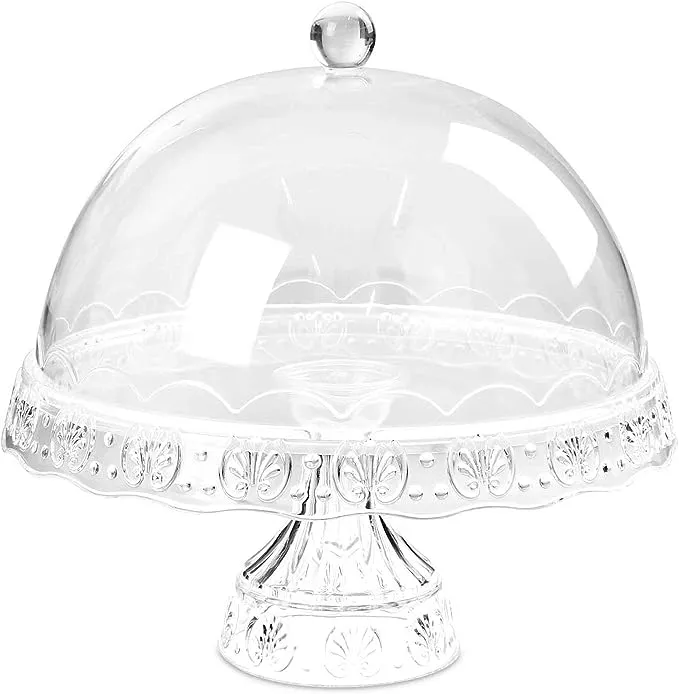 8 YÃ¶L Cake Stand Vintage Dome Cover Afternoon Tea Wedding Party Tableware Perspex Cake Saver Cover