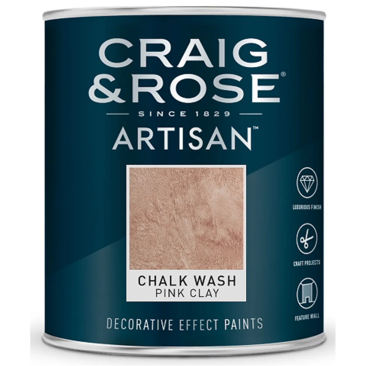 Craig & Rose Artisan Pink Clay Chalky effect Topcoat Chalkwash paint, 750ml