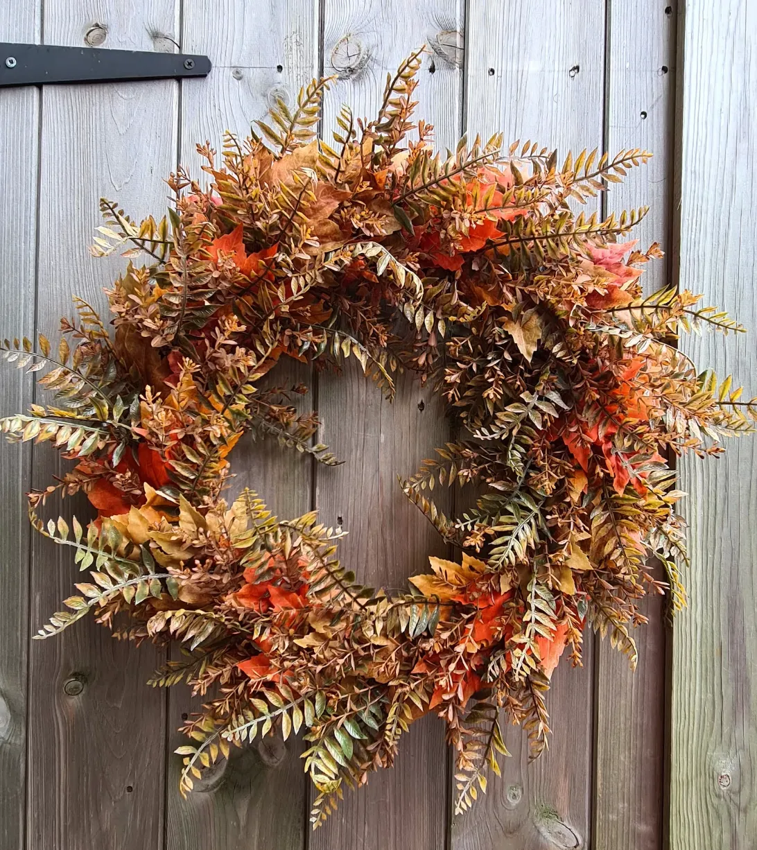 Etsy Maple and Fern Autumn Wreath