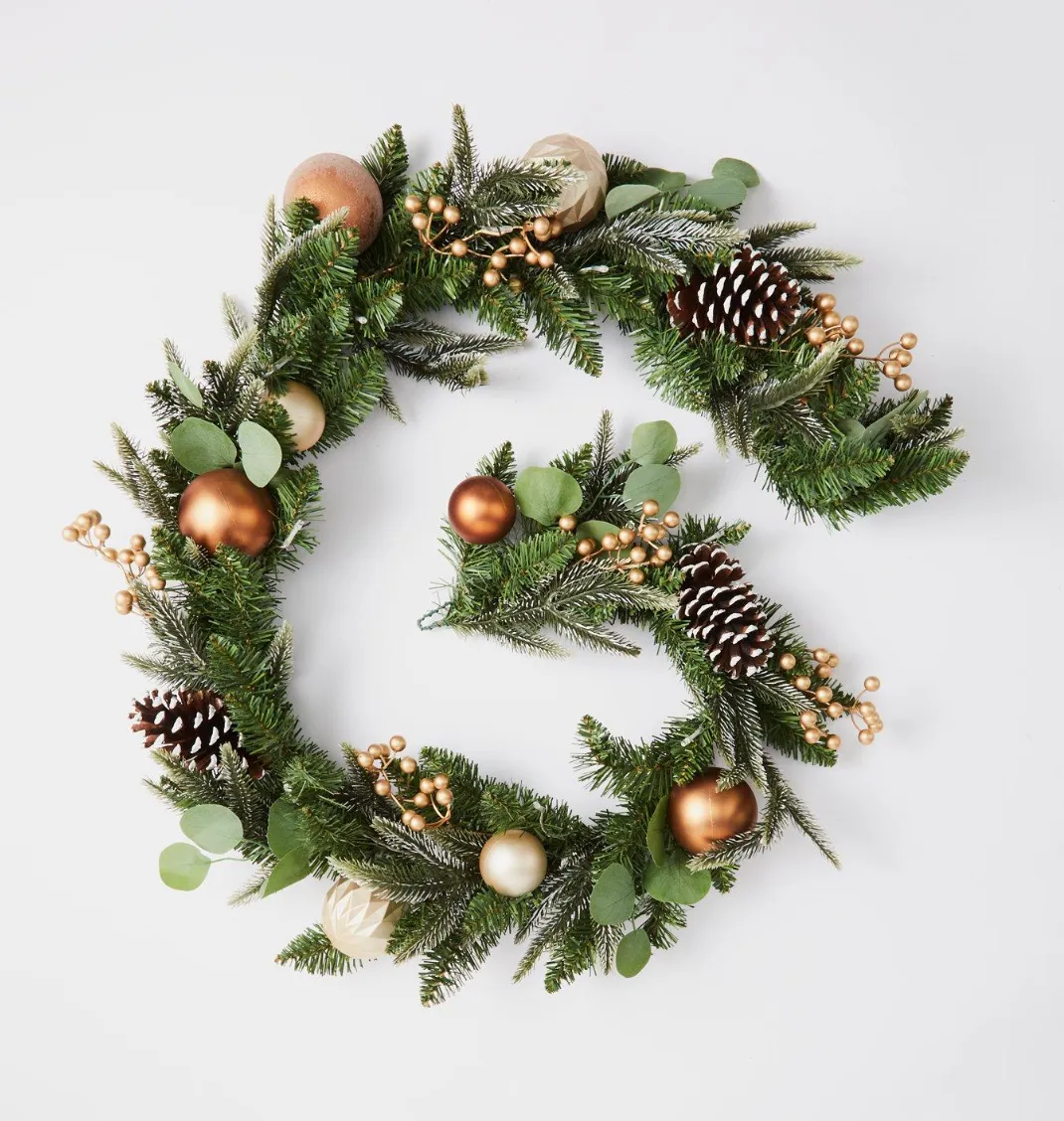 Pre-Lit Copper and Gold Christmas Garland