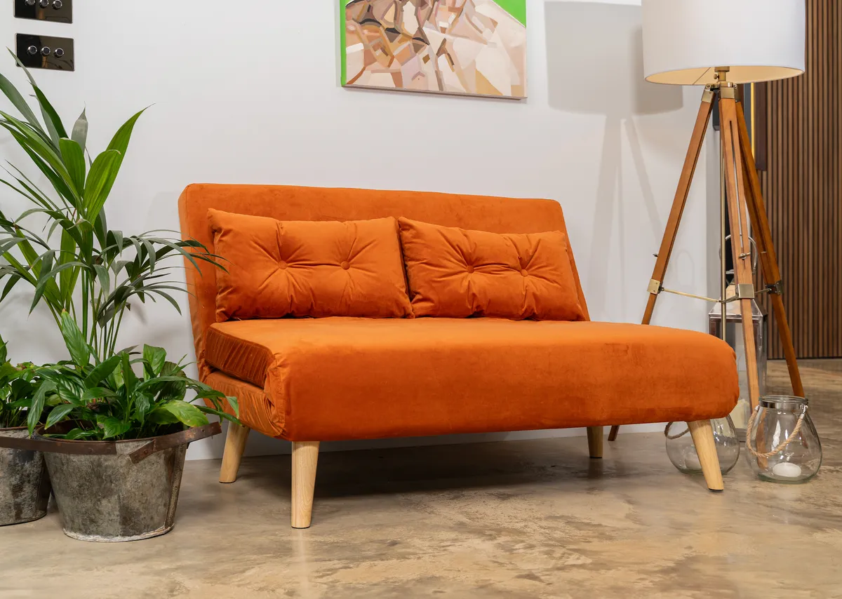 Jola velvet foldable 2 seater sofa bed